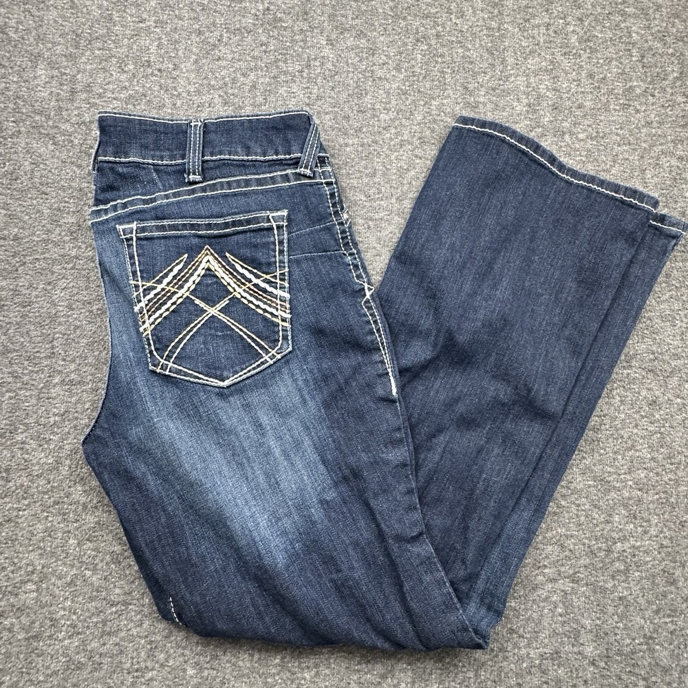 Ariat Women's Real Denim Jeans Sz 34R Fit 36x33 Low Rise Boot Cut Dark Wash
